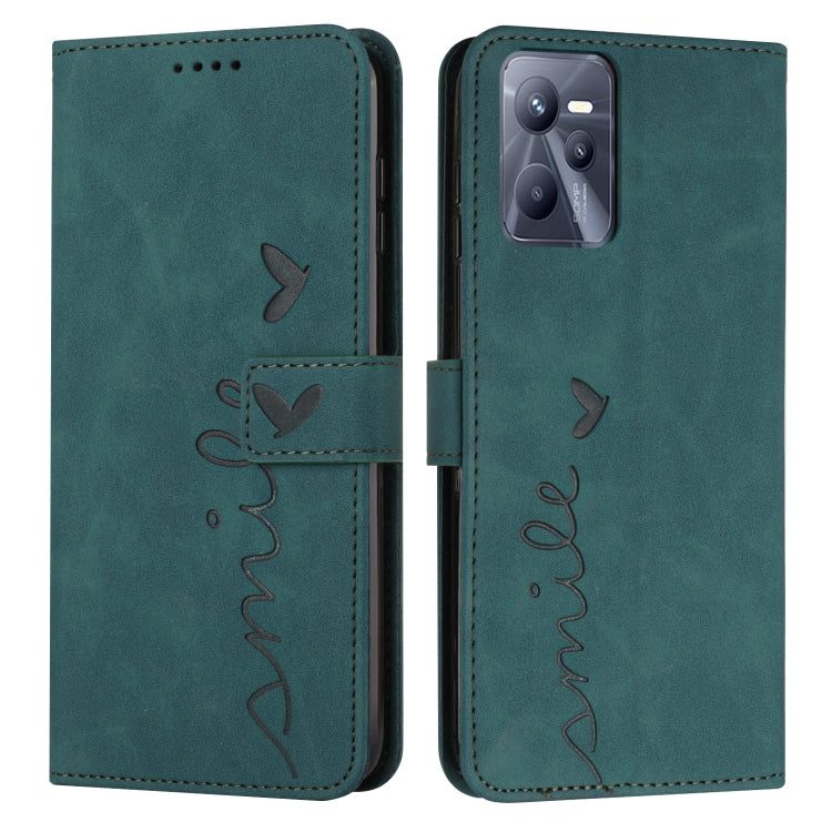 For OPPO Realme C35 Skin Feel Heart Pattern Leather Phone Case