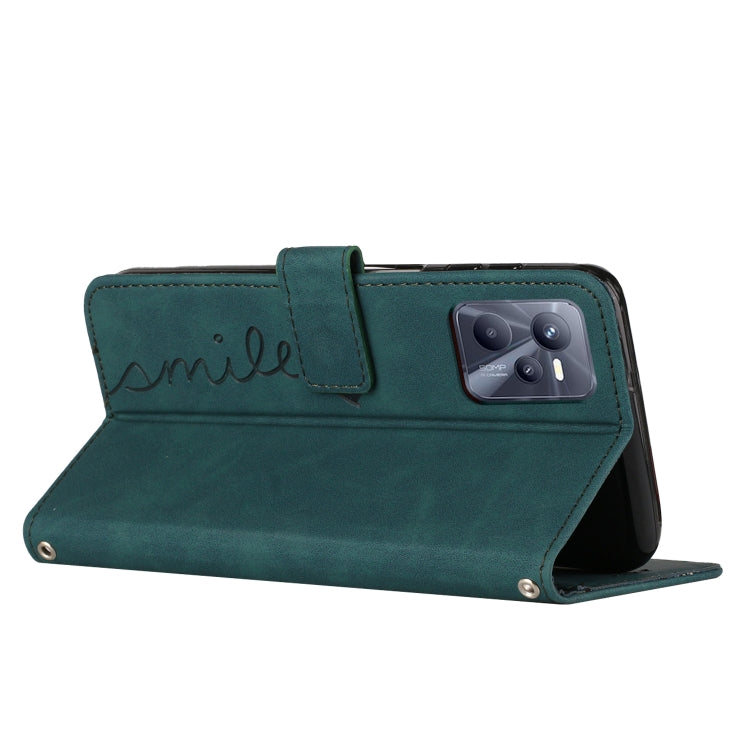 For OPPO Realme C35 Skin Feel Heart Pattern Leather Phone Case