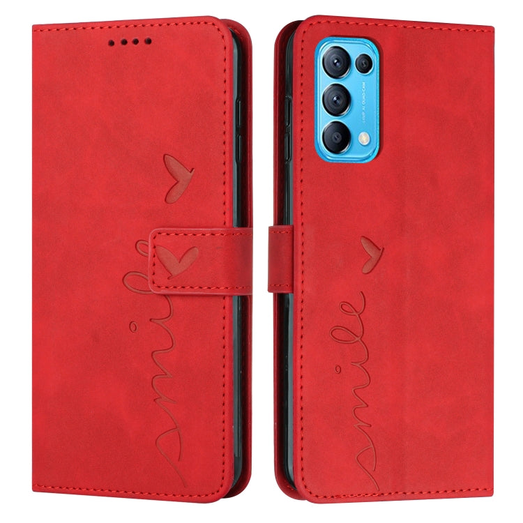 For OPPO Reno5 5G/Find X3 Lite Skin Feel Heart Pattern Leather Phone Case