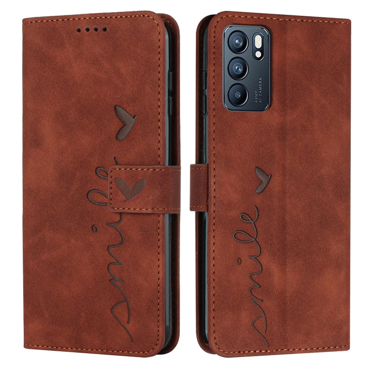 For OPPO Reno6 5G Skin Feel Heart Pattern Leather Phone Case