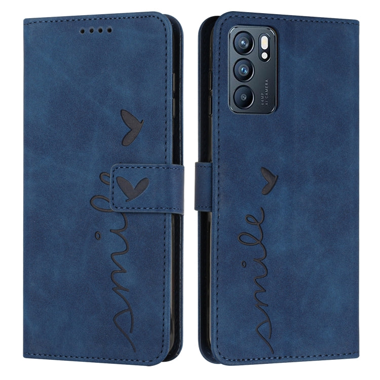 For OPPO Reno6 5G Skin Feel Heart Pattern Leather Phone Case
