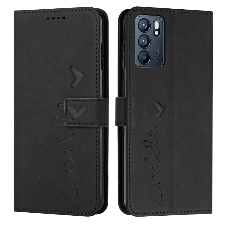 For OPPO Reno6 5G Skin Feel Heart Pattern Leather Phone Case