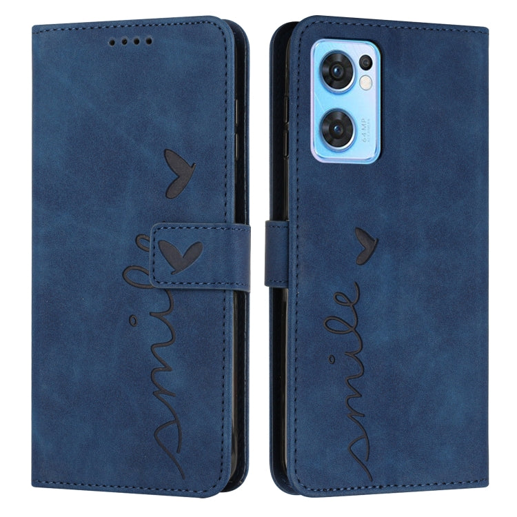 For OPPO Reno7 5G Skin Feel Heart Pattern Leather Phone Case