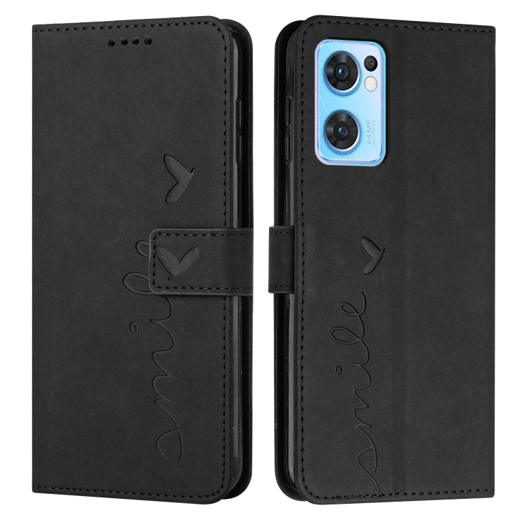 For OPPO Reno7 5G Skin Feel Heart Pattern Leather Phone Case