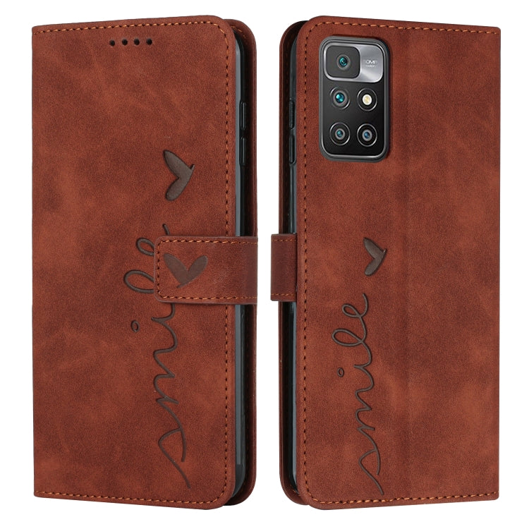 For Xiaomi Redmi 10 Skin Feel Heart Pattern Leather Phone Case