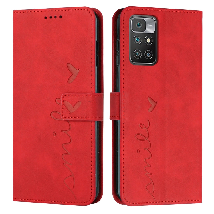 For Xiaomi Redmi 10 Skin Feel Heart Pattern Leather Phone Case