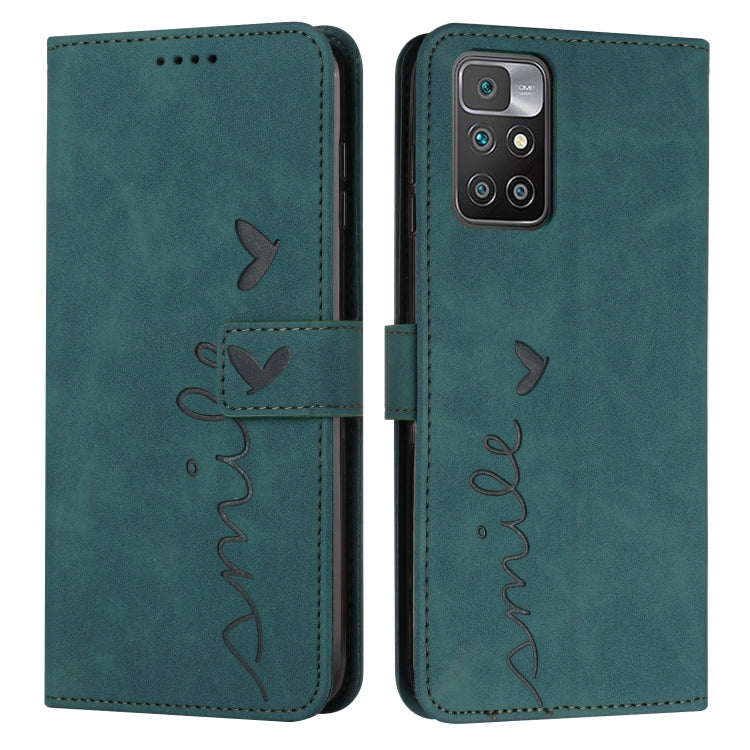 For Xiaomi Redmi 10 Skin Feel Heart Pattern Leather Phone Case