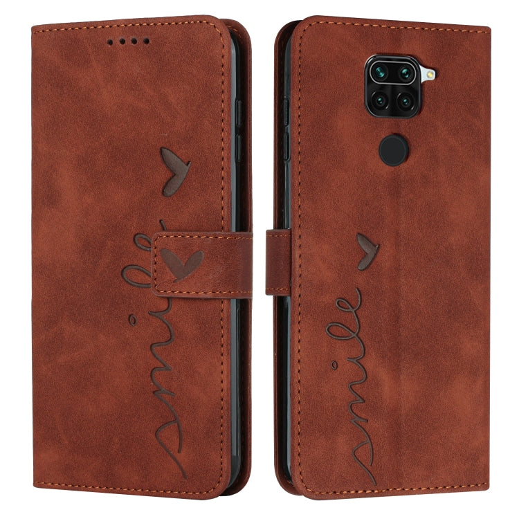 For Xiaomi Redmi Note 9 Skin Feel Heart Pattern Leather Phone Case