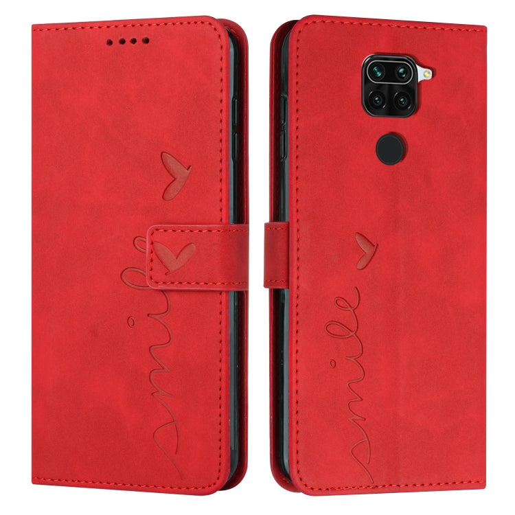 For Xiaomi Redmi Note 9 Skin Feel Heart Pattern Leather Phone Case