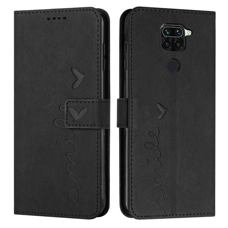 For Xiaomi Redmi Note 9 Skin Feel Heart Pattern Leather Phone Case