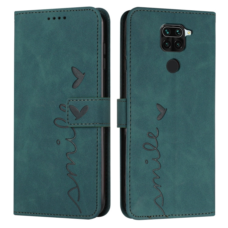 For Xiaomi Redmi Note 9 Skin Feel Heart Pattern Leather Phone Case