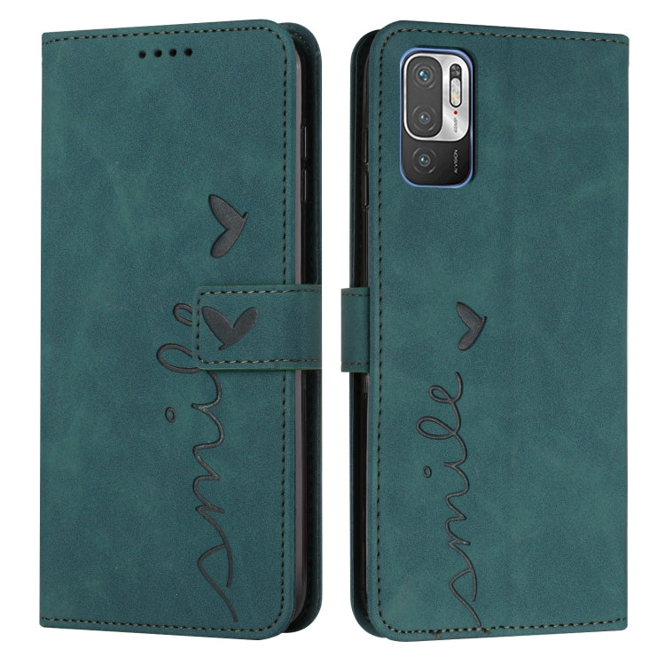 For Xiaomi Redmi Note 10 5G Skin Feel Heart Pattern Leather Phone Case