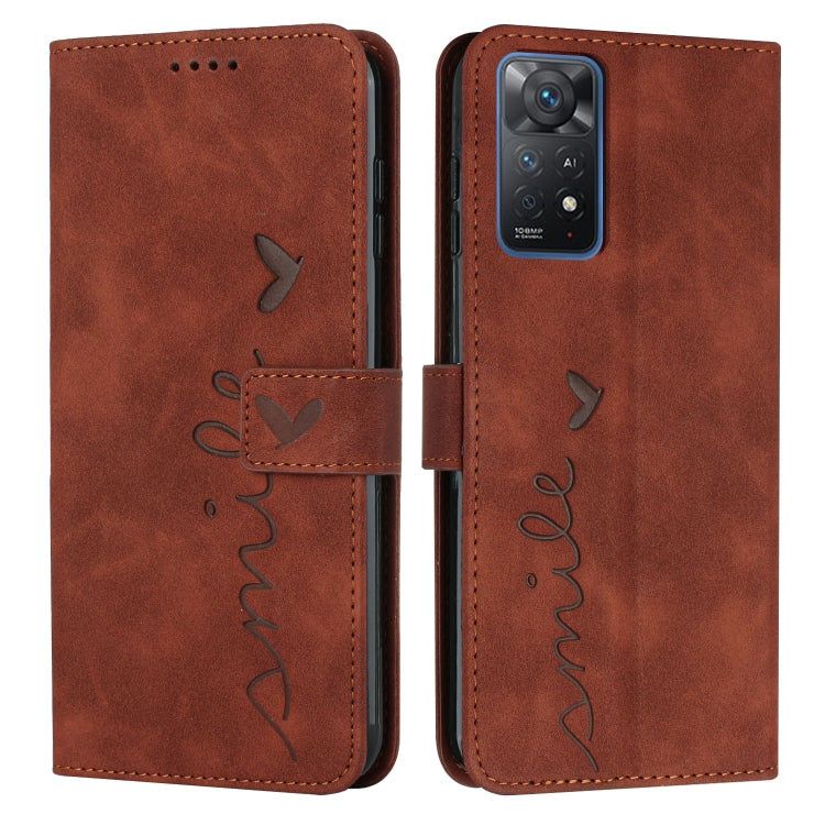 For Xiaomi Redmi Note 11 Pro Global Skin Feel Heart Pattern Leather Phone Case