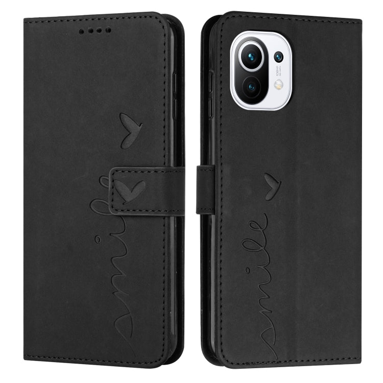 For Xiaomi Mi 11 Lite Skin Feel Heart Pattern Leather Phone Case