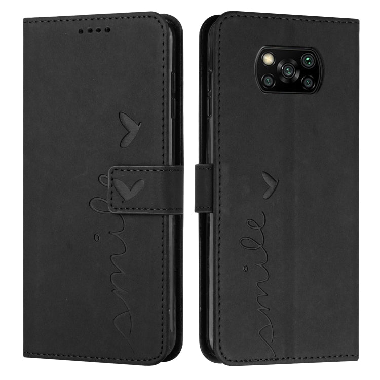 For Xiaomi Poco X3 NFC Skin Feel Heart Pattern Leather Phone Case