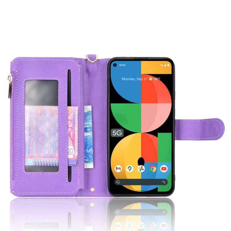 For Google Pixel 5a 5G Litchi Texture Zipper Leather Phone Case