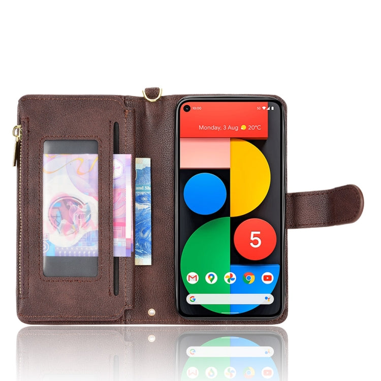 For Google Pixel 5 5G Litchi Texture Zipper Leather Phone Case