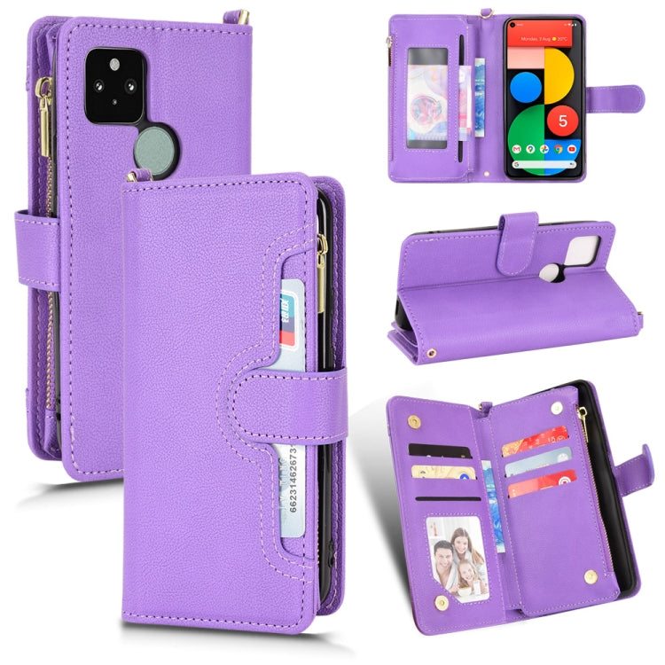 For Google Pixel 5 5G Litchi Texture Zipper Leather Phone Case