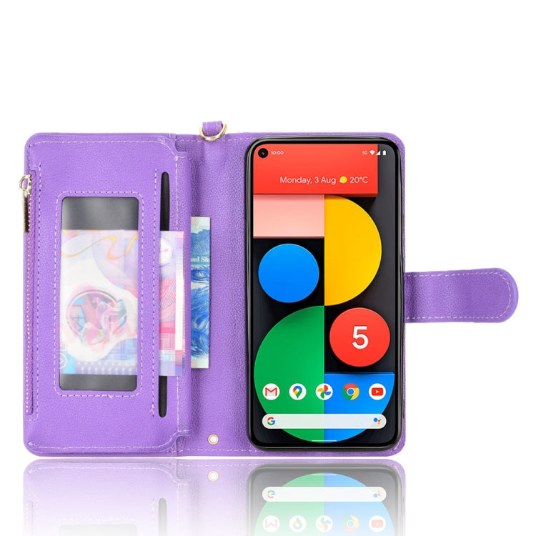 For Google Pixel 5 5G Litchi Texture Zipper Leather Phone Case