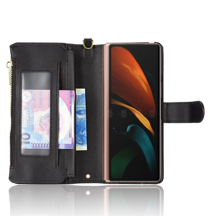 For Samsung Galaxy Z Fold2 5G Litchi Texture Zipper Leather Phone Case