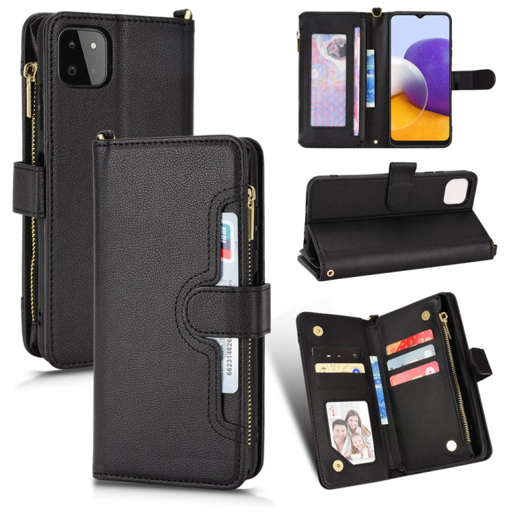 For Samsung Galaxy A22 5G Litchi Texture Zipper Leather Phone Case
