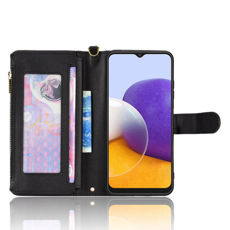 For Samsung Galaxy A22 5G Litchi Texture Zipper Leather Phone Case