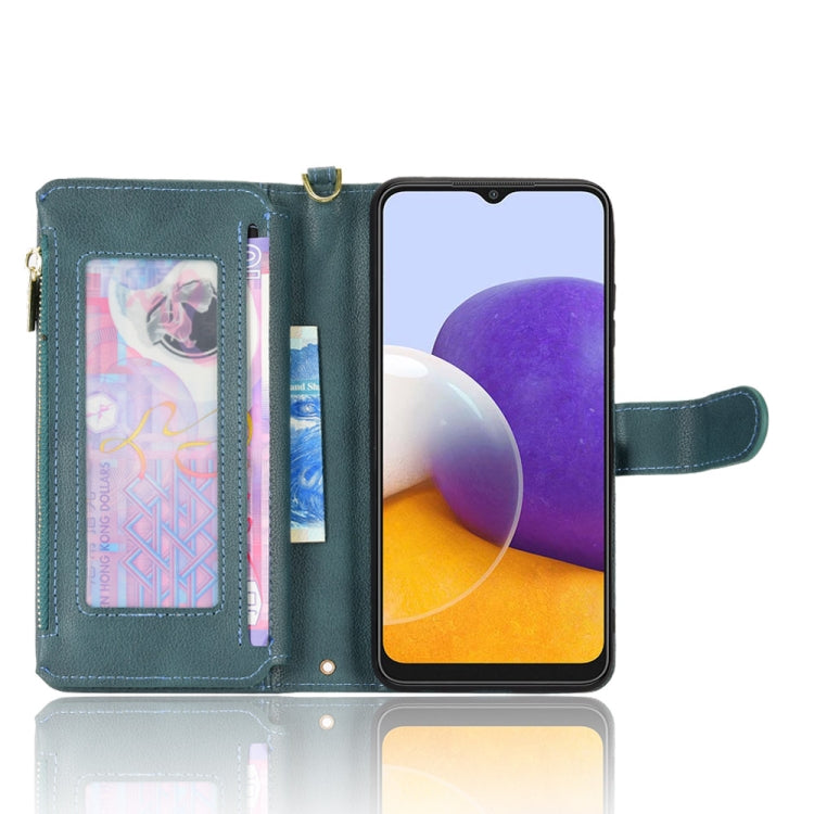 For Samsung Galaxy A22 5G Litchi Texture Zipper Leather Phone Case