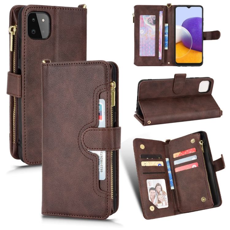 For Samsung Galaxy A22 5G Litchi Texture Zipper Leather Phone Case