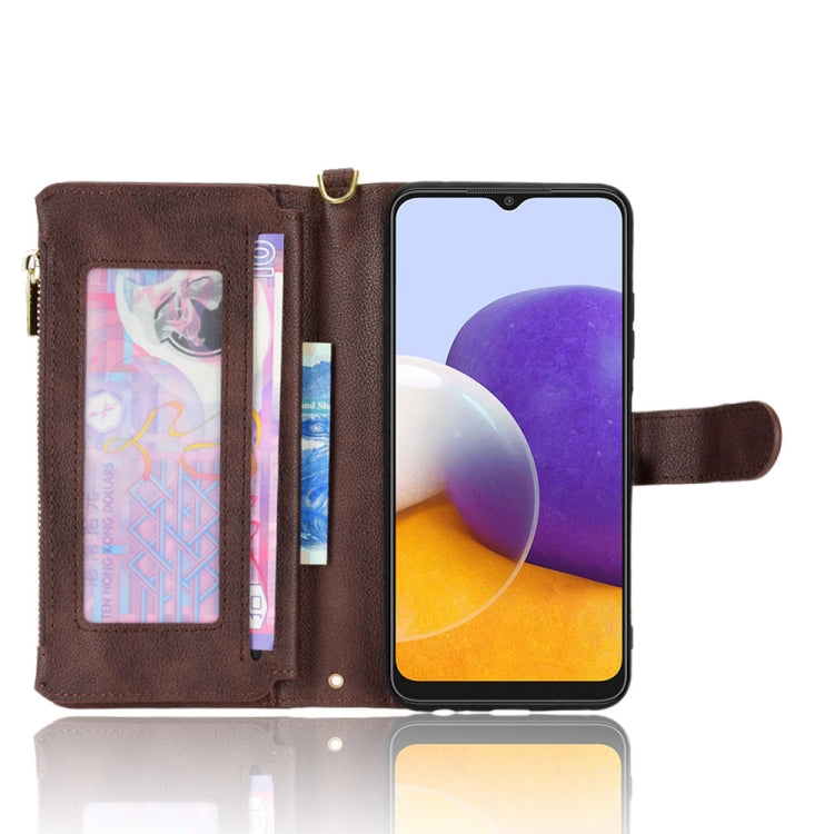 For Samsung Galaxy A22 5G Litchi Texture Zipper Leather Phone Case