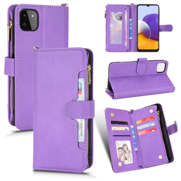 For Samsung Galaxy A22 5G Litchi Texture Zipper Leather Phone Case