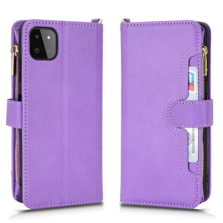 For Samsung Galaxy A22 5G Litchi Texture Zipper Leather Phone Case