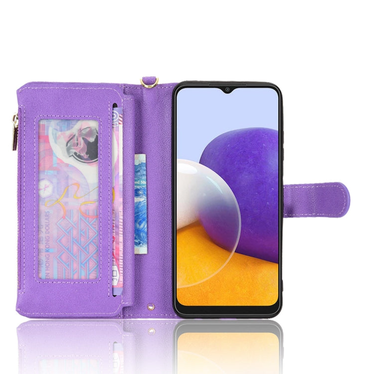 For Samsung Galaxy A22 5G Litchi Texture Zipper Leather Phone Case