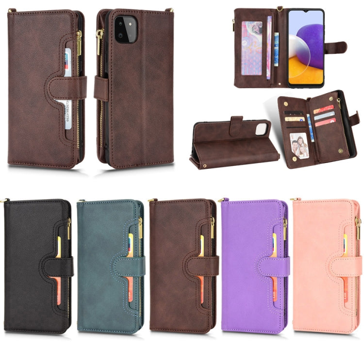 For Samsung Galaxy A22 5G Litchi Texture Zipper Leather Phone Case