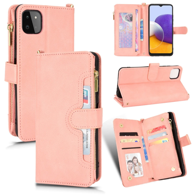 For Samsung Galaxy A22 5G Litchi Texture Zipper Leather Phone Case