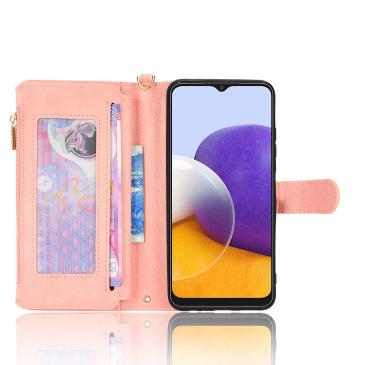 For Samsung Galaxy A22 5G Litchi Texture Zipper Leather Phone Case