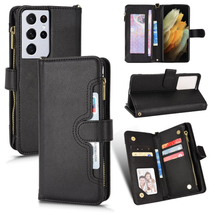 For Samsung Galaxy S21 Ultra 5G Litchi Texture Zipper Leather Phone Case