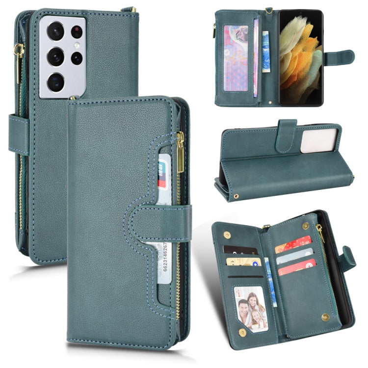 For Samsung Galaxy S21 Ultra 5G Litchi Texture Zipper Leather Phone Case