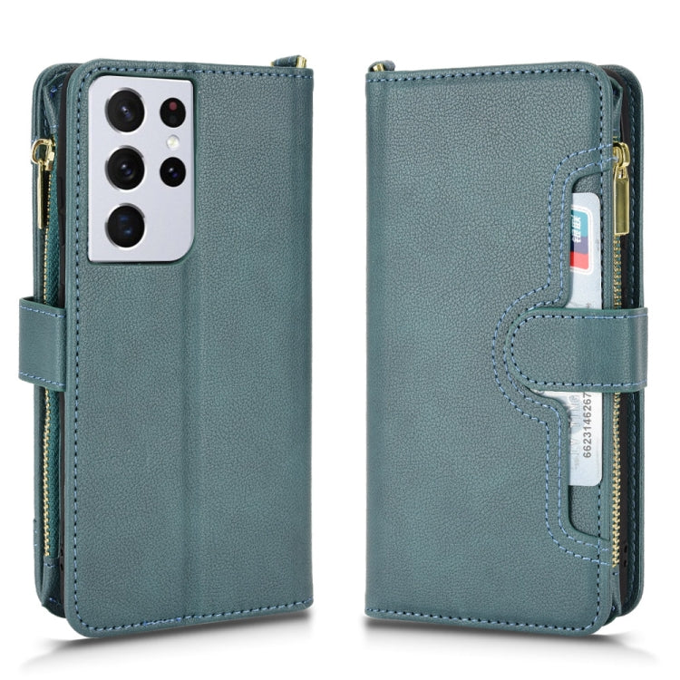 For Samsung Galaxy S21 Ultra 5G Litchi Texture Zipper Leather Phone Case