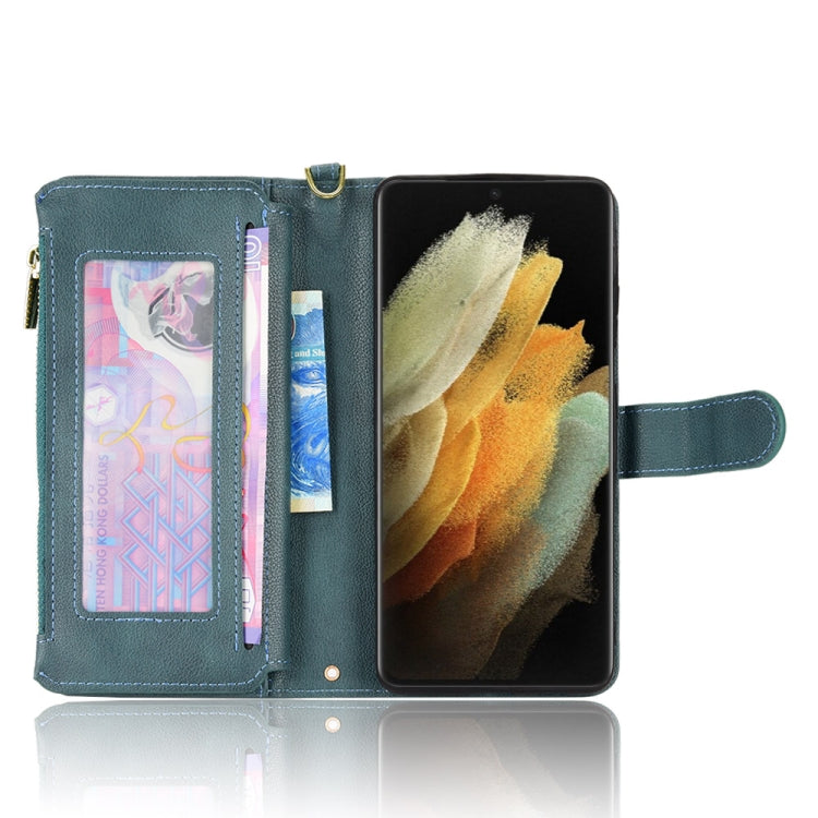 For Samsung Galaxy S21 Ultra 5G Litchi Texture Zipper Leather Phone Case