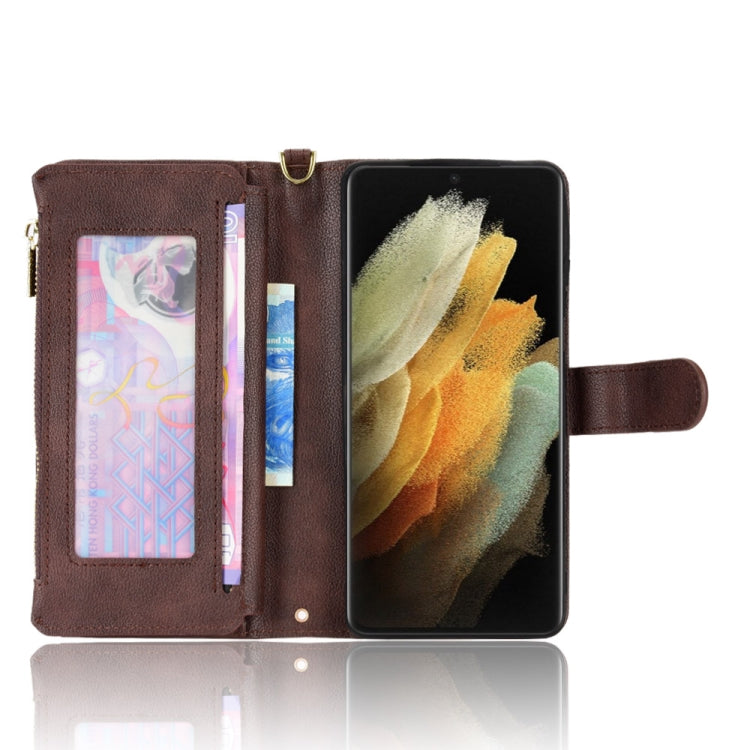 For Samsung Galaxy S21 Ultra 5G Litchi Texture Zipper Leather Phone Case