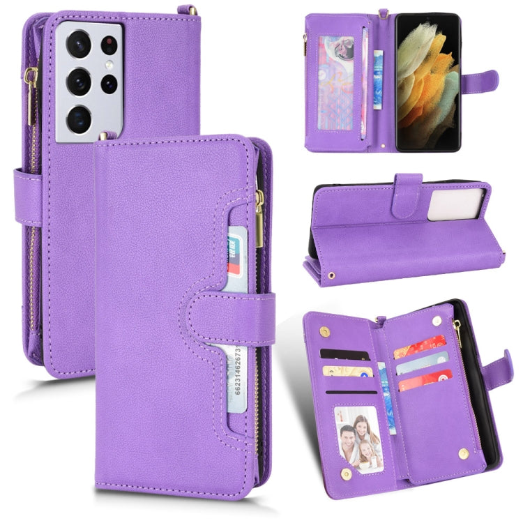 For Samsung Galaxy S21 Ultra 5G Litchi Texture Zipper Leather Phone Case