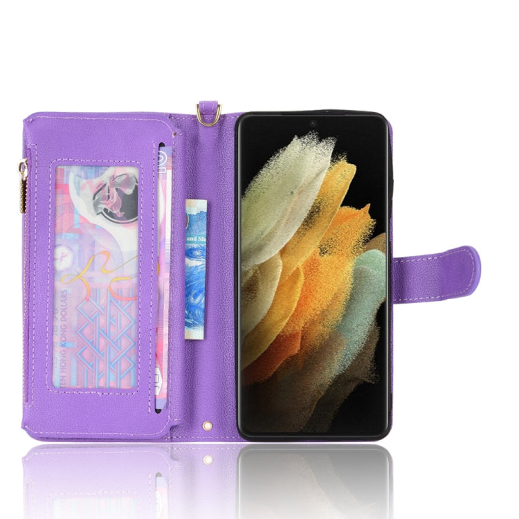 For Samsung Galaxy S21 Ultra 5G Litchi Texture Zipper Leather Phone Case