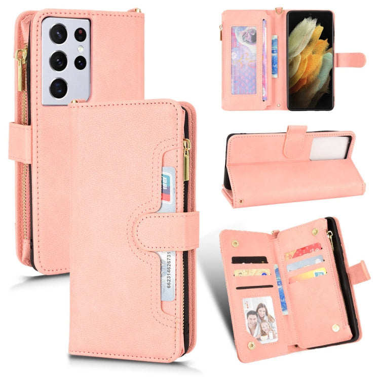 For Samsung Galaxy S21 Ultra 5G Litchi Texture Zipper Leather Phone Case