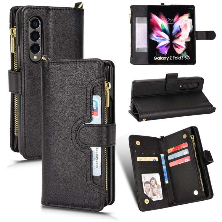 For Samsung Galaxy Z Fold3 5G Litchi Texture Zipper Leather Phone Case