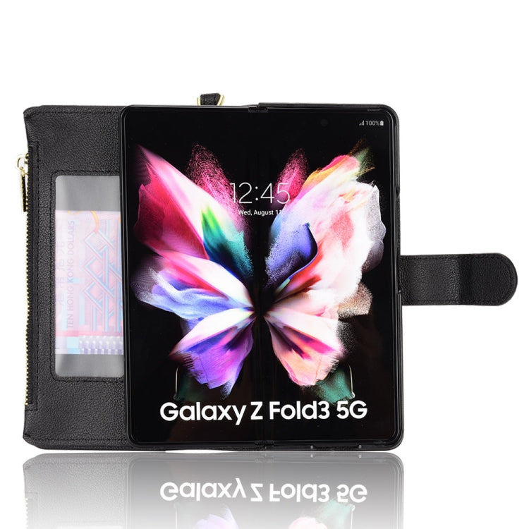 For Samsung Galaxy Z Fold3 5G Litchi Texture Zipper Leather Phone Case