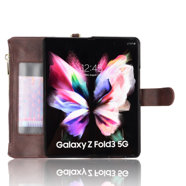 For Samsung Galaxy Z Fold3 5G Litchi Texture Zipper Leather Phone Case