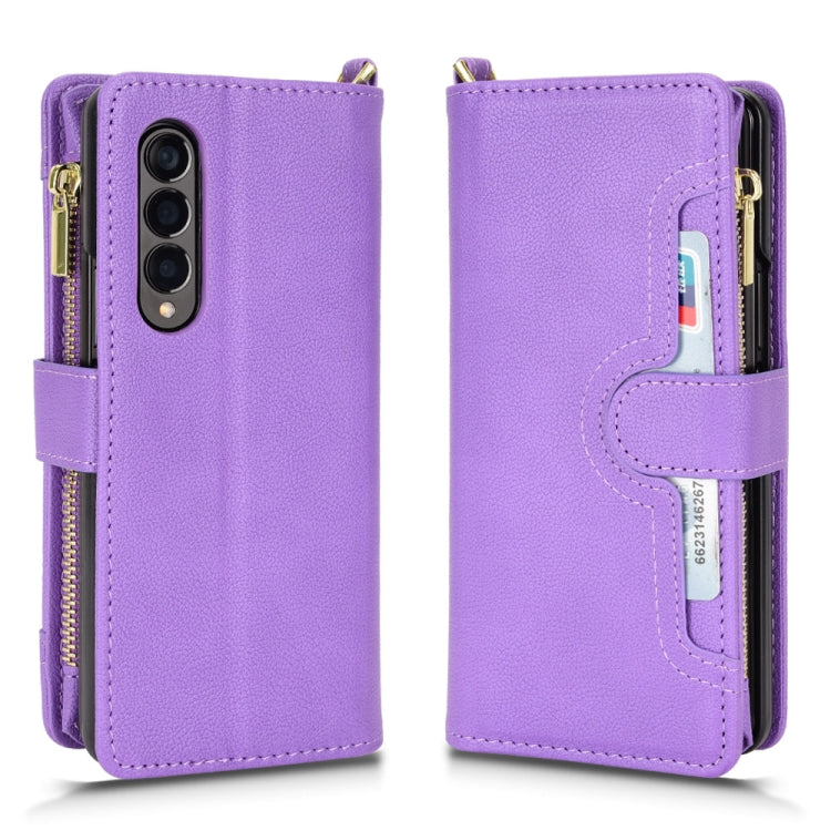 For Samsung Galaxy Z Fold3 5G Litchi Texture Zipper Leather Phone Case