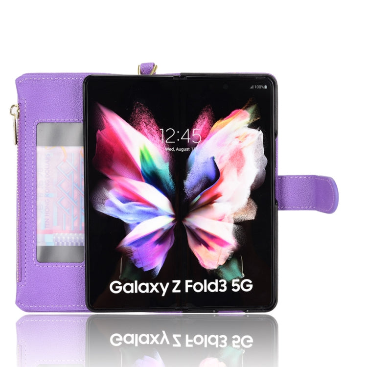 For Samsung Galaxy Z Fold3 5G Litchi Texture Zipper Leather Phone Case