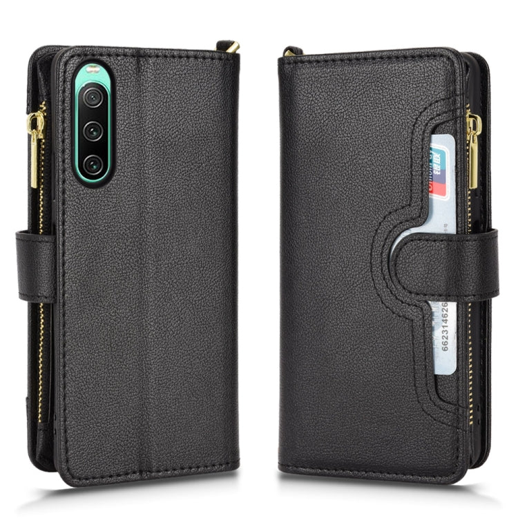 For Sony Xperia 10 IV Litchi Texture Zipper Leather Phone Case