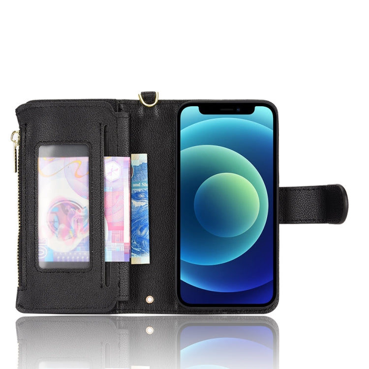 For iPhone 12 mini Litchi Texture Zipper Leather Phone Case